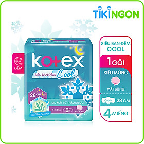 Băng Vệ Sinh Kotex Siêu Ban đêm Cool 28cm 4 miếng