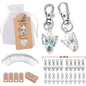 20pcs Angel Keychain Pendant Yarn Bag Wedding Birthday Party Small Gift Metal Luggage Keychain