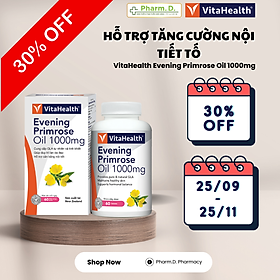 Viên Uống VITAHEALTH Evening Primrose Oil 1000mg Chiết Xuất Tinh Dầu Hoa Anh Thảo Cải Thiện Nội Tiết Tố Nữ (60 Viên)