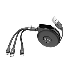 Cáp sạc đa năng cuộn rút 3 trong 1 (Android, iOS, Type C), dây cáp sạc điện thoại Hoco U50 - hàng nhập khẩu