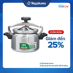 Nồi áp Suất Cơ Nagakawa NAG1441 (4 Lít) - Làm Bằng Hợp Kim Nhôm Cao Cấp Siêu Bền - Dùng Với Bếp Gas, Bếp Hồng Ngoại - Hàng Chính Hãng
