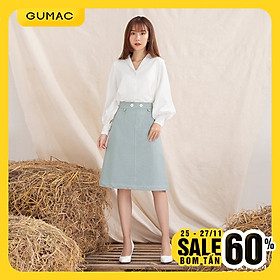 Chân váy GUMAC VA1024 thiết kế dằn chỉ phối khoen VA1024