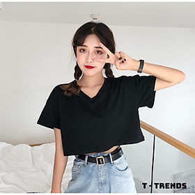 Áo thun nữ cổ V dáng croptop cực chất