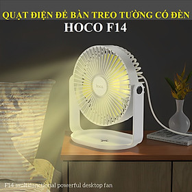 Mua Quạt usb mini để bàn treo tường kiêm đèn ngủ dùng cho nhiều mục đích hoco F14 _ Hàng chính hãng