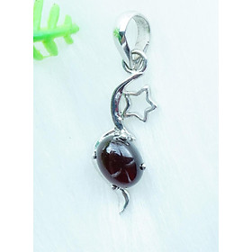Mặt dây chuyền bạc 925 đính đá Garnet ngọc hồng lựu tự nhiên kiểu độc đáo MDG5