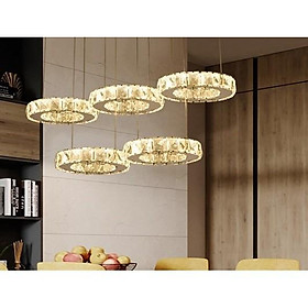 Mua Đèn Thả Trần- Bộ đèn thả 5 Vòng Pha Lê cao cấp
