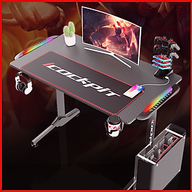 Mua Bàn Gaming Cao Cấp. Bàn Game Sợi Cacbon  Có Đèn LED RGB. Bàn Làm Việc Chất Liệu Cao Cấp.