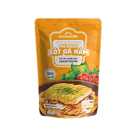 Phở konjac Xốt gà nấm - Phở tươi thượng hạng Exnoodle, ít calorie, giàu chất xơ, không chất bảo quản, sử dụng trực tiếp (350g/gói)