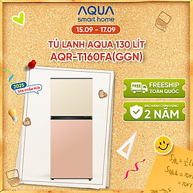 Mua  SẢN PHẨM MỚI 2025  Tủ lạnh AQUA 130 lít ngăn đá trên AQR-T160FA(GGN) - Màu Be hồng - Freeship toàn quốc - Bảo hành 2 năm - Hàng chính hãng
