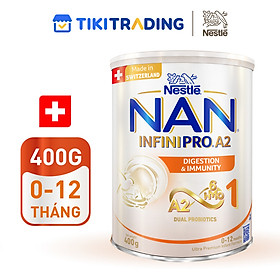 Sữa bột NAN INFINIPRO A2 1 với công thức đầu tiên chứa đạm A2, 6HMO & Lợi khuẩn kép nhập khẩu Thụy Sĩ - Hộp 400g (0 - 12 tháng)