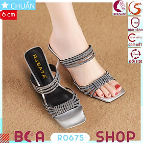 Sandal nữ hở mũi cao 6 phân RO675 ROSATA tại BCASHOP quai ngang đính kim sa phong cách sang trọng và quyến rũ