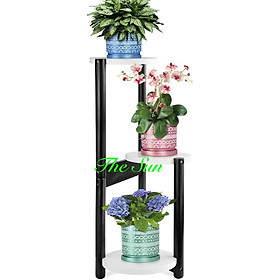 Mua KỆ TRANG TRÍ  KỆ ĐỂ CHẬU HOA 3 TẦNG MÀU TRẮNG ĐEN. BẰNG GỖ CAO SU.