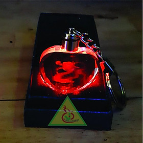 Móc khóa pha lê phát sáng khắc Hình con Rồng 3D_Quà tặng