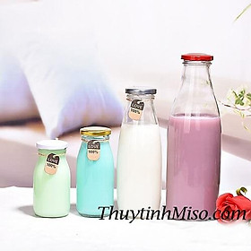Mua Chai lọ thủy tinh nắp thiếc đựng nước đựng sữa 200ml  300ml  500ml  1000ml (chai trơn không in hình)