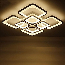 Đèn LED mâm ốp trần hiện đại trang trí phòng khách, phòng ăn- Đèn Led ô vuông 3 chế độ màu, có điều khiển từ xa