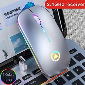 LED RGB Chuột Không Dây Bluetooth Sạc Mause Im Lặng USB Ma Thuật Ergonomic Cho Máy Tính Laptop Máy Tính Macbook Xiaomi Redmi - one