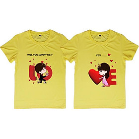 Áo Thun Đôi Họa Tiết Will You Marry Me? Màu Vàng