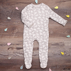 Body liền cotton trần bông dày màu ghi họa tiết khủng long cho bé
