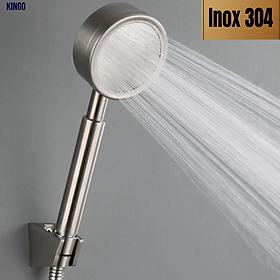 Vòi sen tắm KG155 tăng áp lực nước gấp 3 lần, siêu tiết kiệm nước lọc nano, dùng được nước nóng lạnh inox304 - Hàng chính hãng - Đầu Vòi Sen Inox 304 + Dây Sen