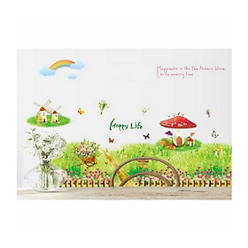 Decal dán tường hàng rào nấm 3 BinBin PK193 60 x 115 cm
