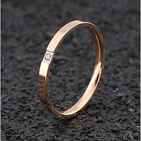 Nhẫn Nữ Đính1 Viên Đá Chìm Chất Liệu Thép Titan Ko Rỉ Ko Dị Ứng TT 0411