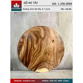 Mua Mặt Bàn Tròn Gỗ Me Tây Nguyên Khối Đường Kính 60 Dày 4.5 (cm)