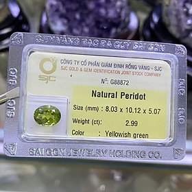 Viên đá peridot ngọc olivin kiểm định tự nhiên mài giác oval phong thủy