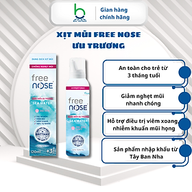 Xịt Mũi Free Nose Ưu Trương Hỗ Trợ Giảm Nghẹt Mũi, Chảy Nước Mũi Dành cho bé từ 3 tháng - Chai 120ml