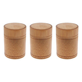 3pcs Bamboo Storage Box Tea Container Jar Cans Seal Storage Bottle S