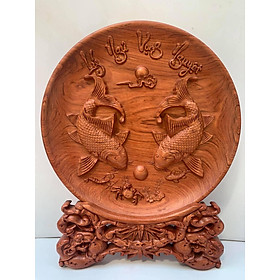 Mua Tranh đĩa gỗ Lý ngư vọng nguyệt