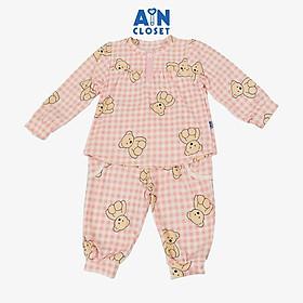 Bộ quần áo Dài bé gái họa tiết Gấu Teddy Hồng thun cotton - AICDBGQCWRQL - AIN Closet