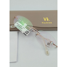 Gọng kính cận không viền càng đính ngọc lục bảo VK-3