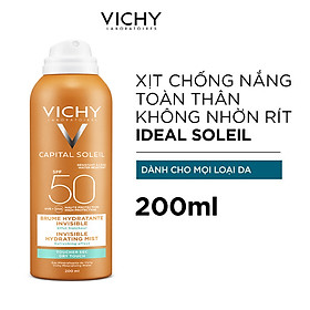 Kem Chống Nắng Toàn Thân Vichy Dạng Xịt SPF 50 PA+++ Ideal Soleil Invisible Hydrating Mist 200ml