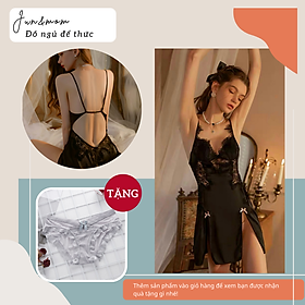Váy ngủ sexy Balis dây vai và lưng đều có khoá tuỳ chỉnh như ý - chất liệu lụa satin phối ren đẹp mắt_DN15