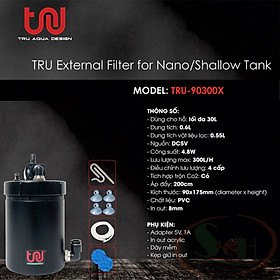 Lọc thùng mini TRU PVC Nano External Filter bể cá tép thủy sinh shallow