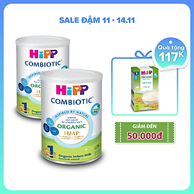 Combo 2 lon Sữa bột công thức HiPP 1 Organic Combiotic 350g dành cho trẻ