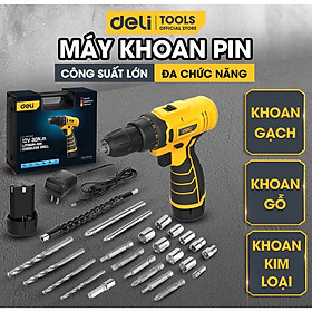 Máy Khoan Bắt Vít Deli Chính Hãng Pin 12V - Nhỏ Gọn, Tiện Dụng - Dùng Cho Sửa Chữa Vật Dụng - DL600012 - Máy 6a2 30Nm 1 pin