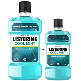 Combo 2 Nước súc miệng Listerine Cool Mint Hương Bạc Hà 750ml và 250ml