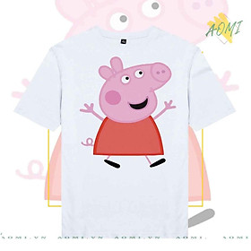 ÁO THUN heo peppa UNISEX PHÔNG TRẮNG TAY NGẮN NAM NỮ GIA ĐÌNH CẶP ĐÔI SIZE TRẺ EM BÉ TRAI GÁI AOMIVN