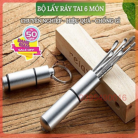 Bộ Lấy Ráy Tai, Bộ Ngoáy Tai 6 Món Thép Không Gỉ Không Gây Tổn Thương An Toàn Cho Cả Gia Đình Kiêm Móc Gắn Chìa Khóa