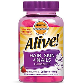 Thực Phẩm Chức Năng Kẹo Dẻo Vitamin Da Tóc & Móng Alive Hair Skin & Nail Gummy, 60 Viên