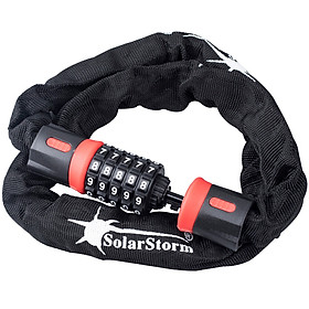 SolarStorm bicycle lock electric car chain lock motorcycle battery lock five-digit password lock long cloth set lock mountain bike chain anti-theft lock glass door lock
