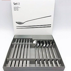 Mua BỘ 6 THÌA+ 6 ĐÔI ĐŨA INOX 304 HÀNG XUẤT KHẨU CAO CẤP