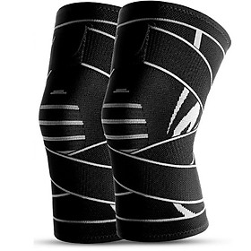Hình ảnh Đai bó đầu gối co dãn có đai cao cấp Sport AB30 - Đen trắng
