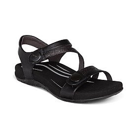 Sandal sức khỏe nữ Aetrex Jess Black - giày quai hậu ôm vòm chân, đệm memoryfoam