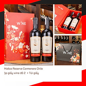 Hộp wine đỏ 2 chai rượu vang Mallco Reserve Red Blend Chile