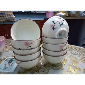 Mua bộ 10 bát ăn cơm vẽ hoa đào Bát Tràng