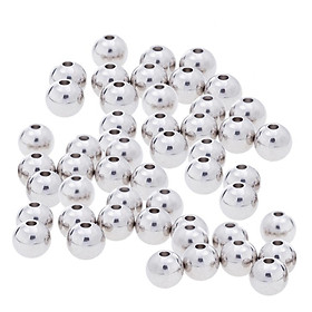 2-3pack 50Pcs Silver Stainless Steel Round Spacer Beads DIY Jewelry Making 8mm x