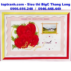 Mua Tranh thêu chữ thập đồng hồ bông hoa hồng đỏ 8152 chưa thêu