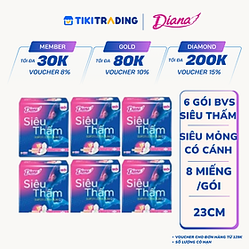 Combo 6 Băng Vệ Sinh Diana Siêu Thấm Siêu Mỏng 0.1 (Gói 8 Miếng)